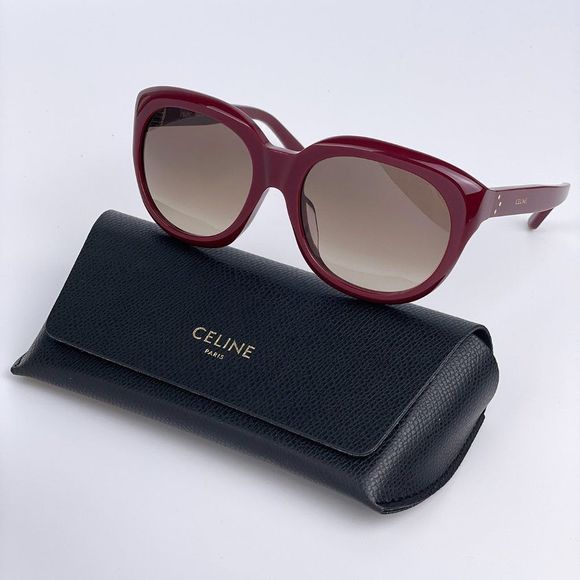 NEW Celine CL40071F 69F Burgundy Brown Oval Unisex Eyeglasses - Picture 1 of 11